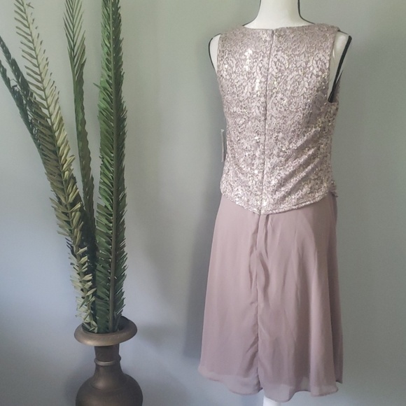 R&M Richards 2 pc champagne lace and sequin dress and jacket NWT - Picture 5 of 9